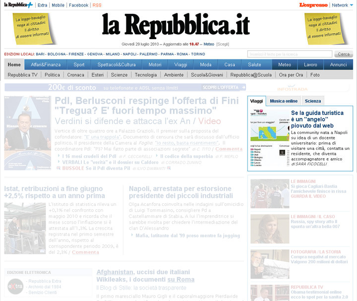 Angeli per Viaggiatori in homepage su Repubblica.it