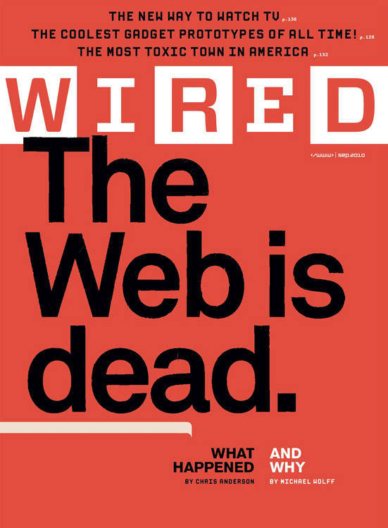La copertina di Wired in cui si annuncia la morte del web