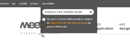 Iscrizione newsletter visibile per aumentare la mailing list